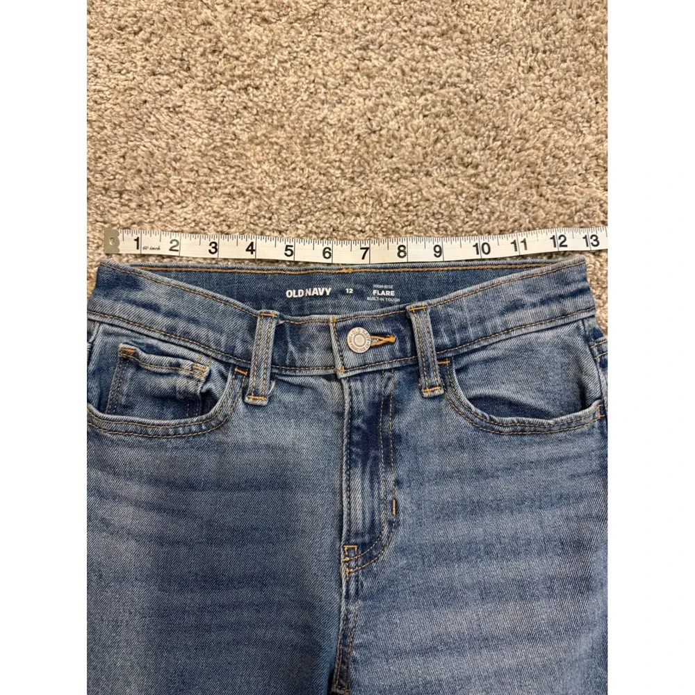 Old Navy Girls High Rise Flare Denim Jeans Size 12 Light Blue Wash